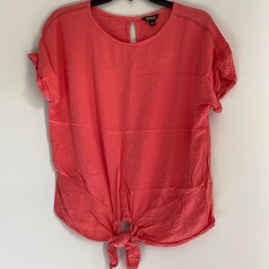 Coral tie front blouse size S